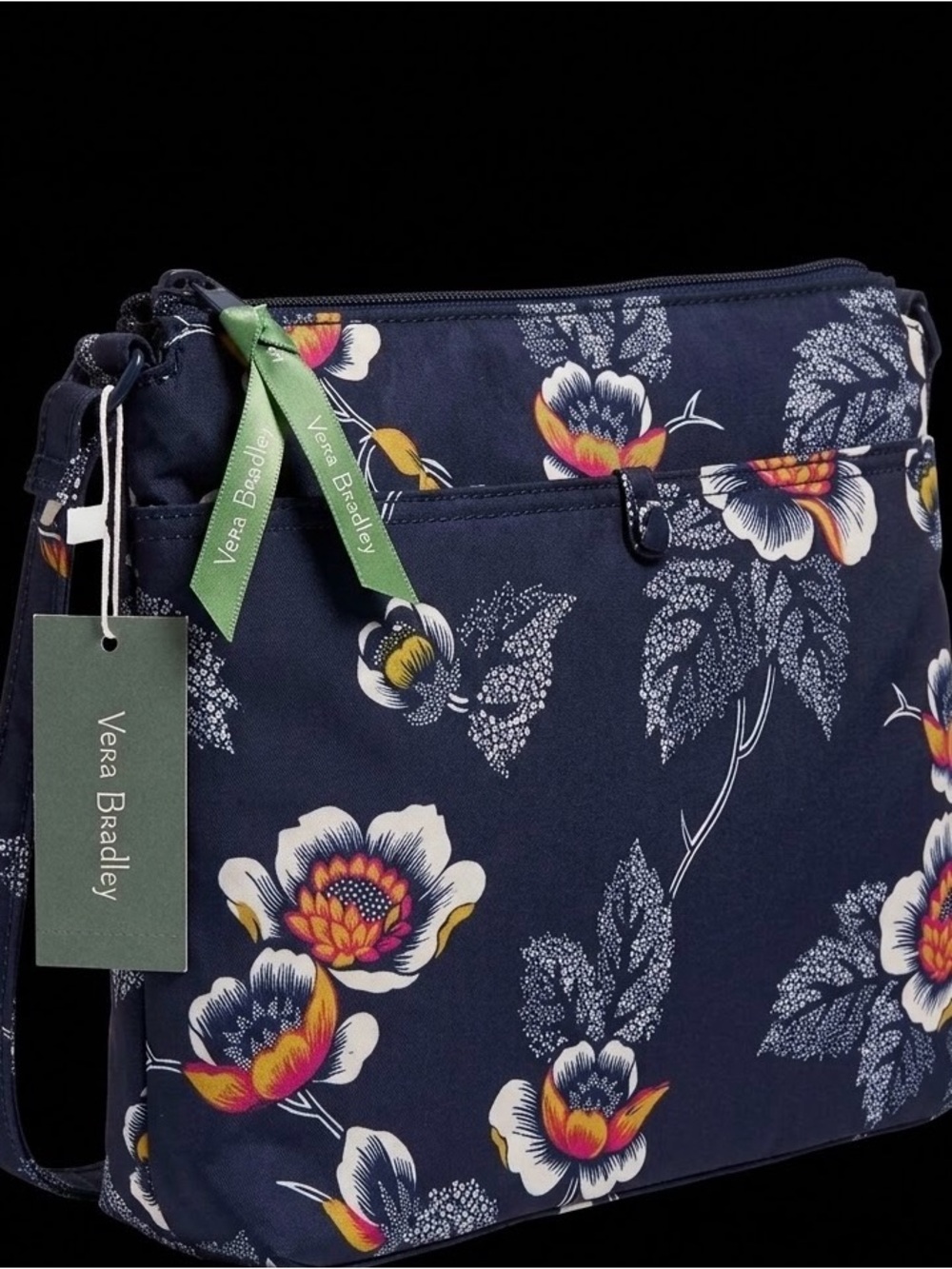 Vera Bradley Navy Floral Crossbody with Multicolor Blooms
